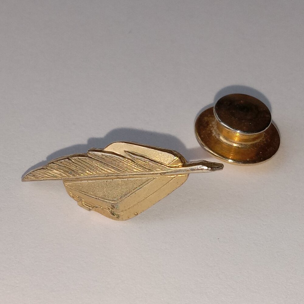 Vintage Travel Pin, Feather on Briefcase